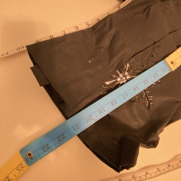 Vintage 90s ClubZ Floral Embroidered Black 2Pc TopShorts OutfitSet LinenCotton S - Picture 4 of 14